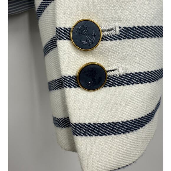 Zara Blazer Womens Nautical Single‎ Breast Stripped Blue White Size Small - Picture 4 of 11